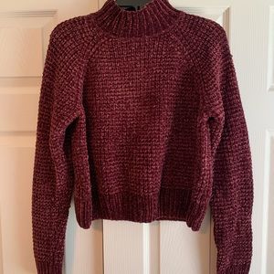 Burgundy Cropped Turtleneck Sweater